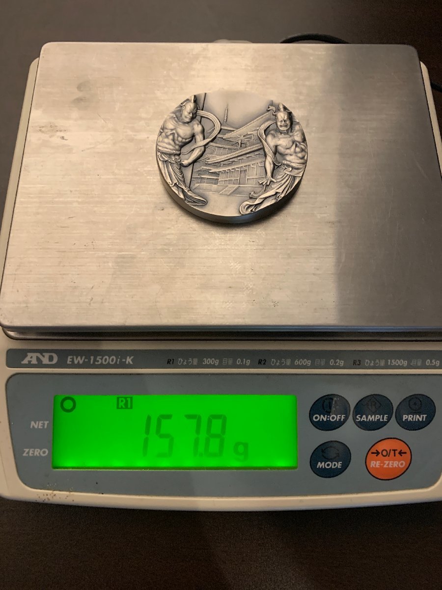 国宝章牌「法隆寺」純銀メダル SV1000 約157グラム 60mm ホール