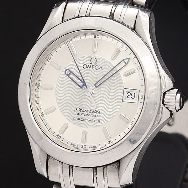 1円 稼働 良品 オメガ AT/自動巻 2501.31 シーマスター クロノメーター デイト シルバー文字盤 メンズ腕時計 0580800◇
