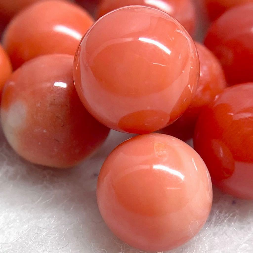 ［珊瑚アクセサリーパーツおまとめ50ct］j 重量約10g さんご コーラル coral 約5.0~8.5mm 赤 両穴 丸玉 ビーズ parts necklace CE0 