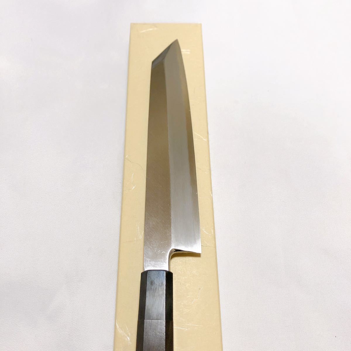 堺打刃物】切付 銀三鋼 鏡面 包丁 7寸 黒檀八角水牛柄 【
