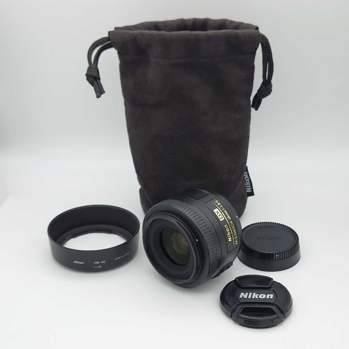 ★極上品★ Nikon DX AF-S NIKKOR 35mm f 1.8 G ニコン 単焦点レンズ HB-46 レンズフード 一眼レフカメラ用 