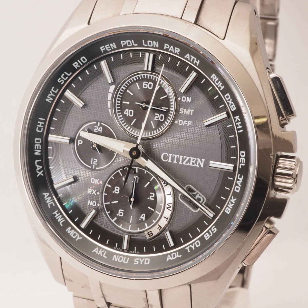 シチズン アテッサ エコドライブ クロノグラフ H804-T018696 GN-4W-S