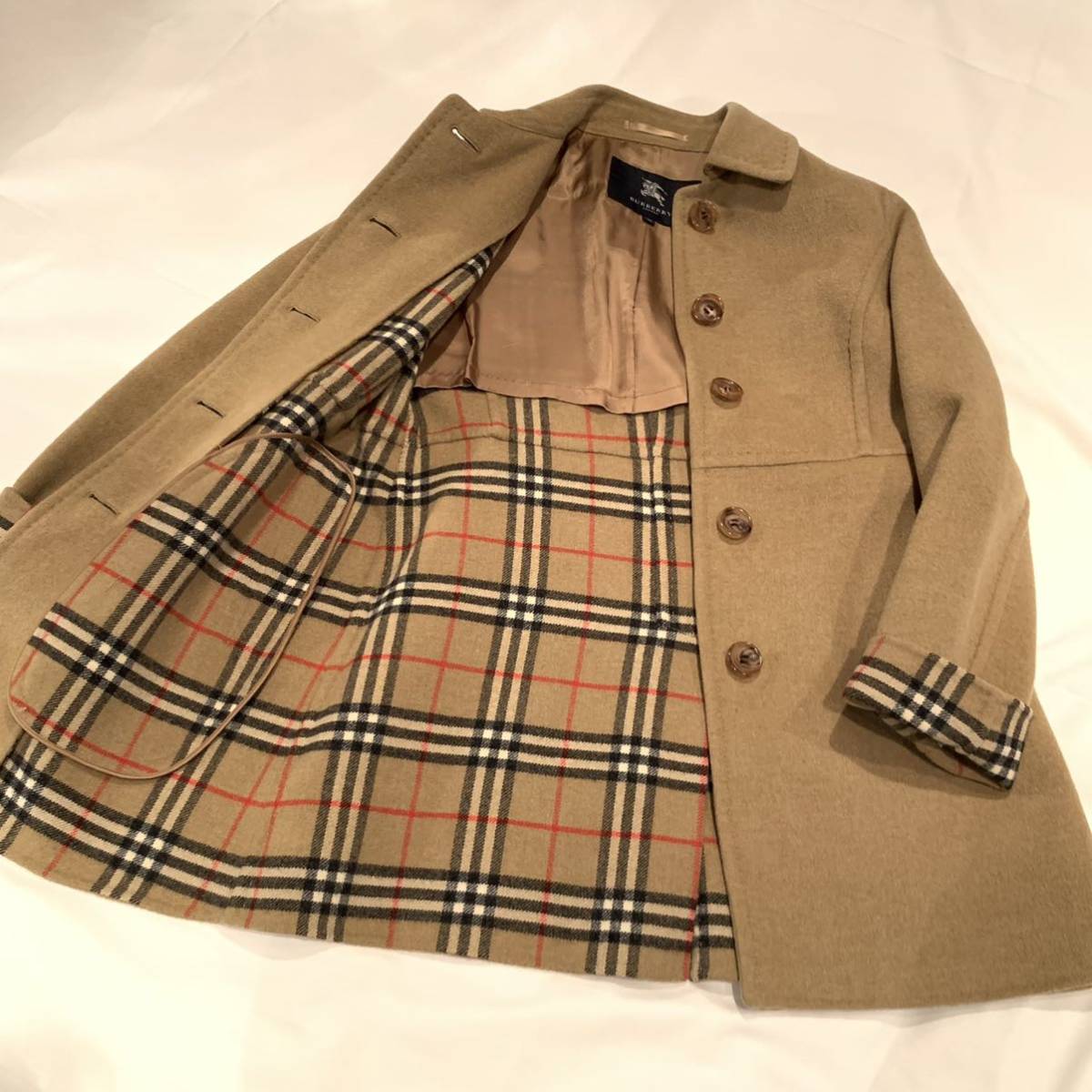 BURBERRY LONDON カシミヤ混 ミドル丈 ステッチコート バーバリー