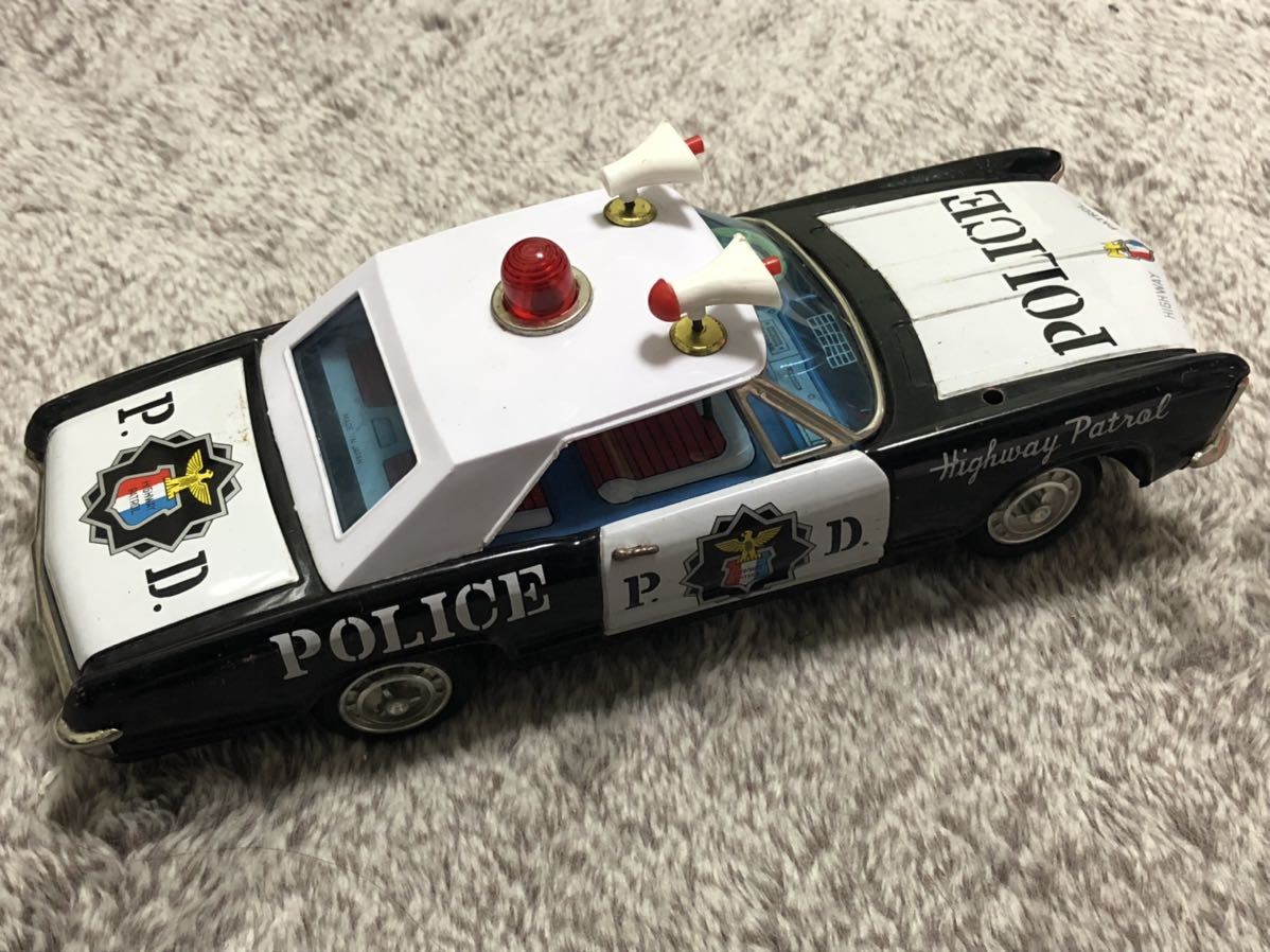 当時物 パトカー 検) 昭和 レトロ 玩具 ブリキ バンダイ 萬代屋