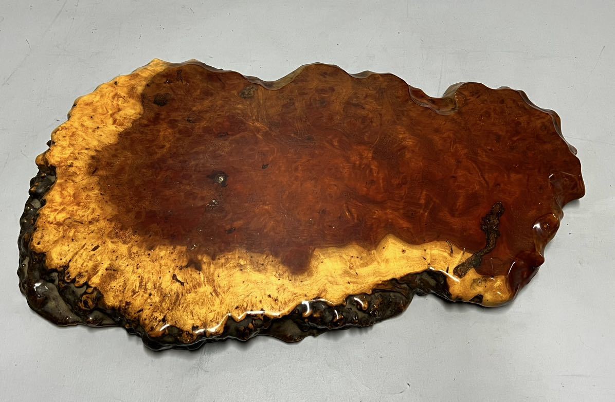 花梨 玉杢 敷板 天然木 花台 幅 52.5×30.5cm 厚み3cm 香炉台 瘤杢 琥珀