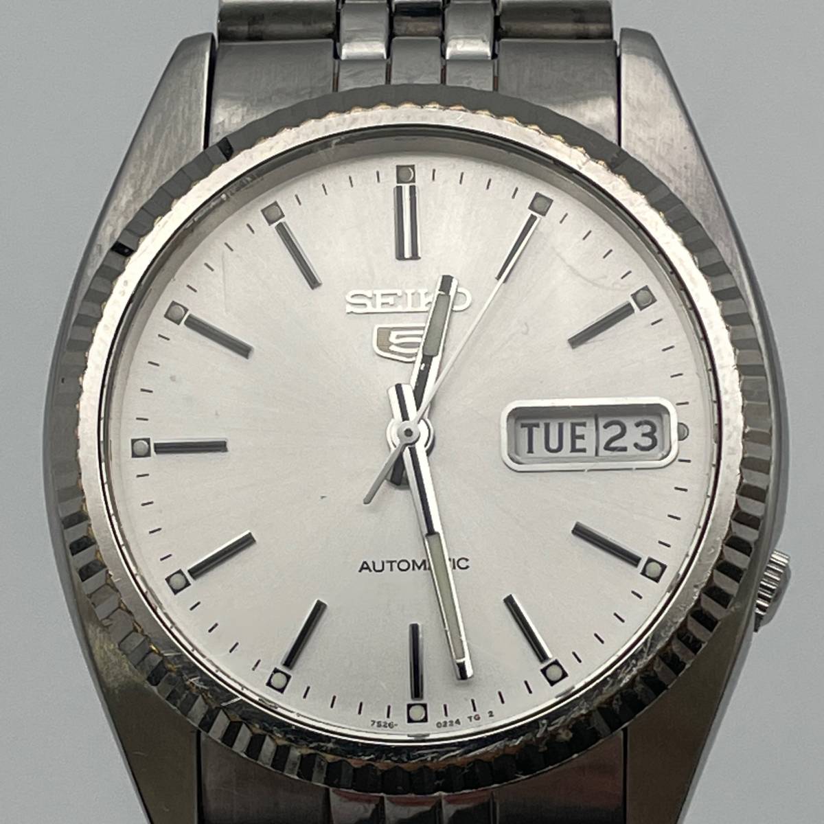 稼働品 SEIKO セイコー 5 ファイブ 7S26-3110 シルバー AT 自動巻き 