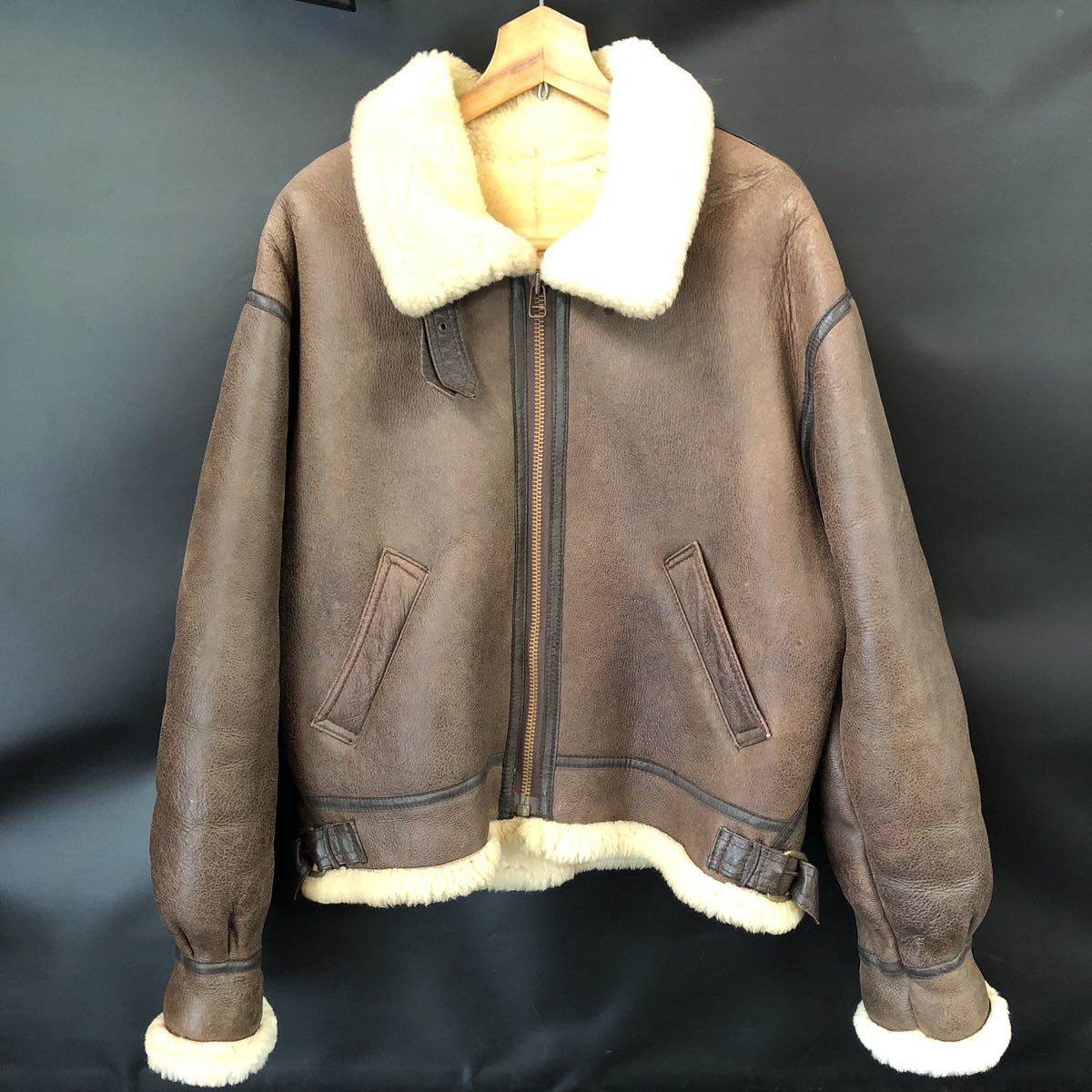 N 464　[ ALL STATELAND　ムートンジャケット ]　オールステイトランド 羊革 ムートンコート シープスキン 極暖 ボア ヴィンテージ 古着 