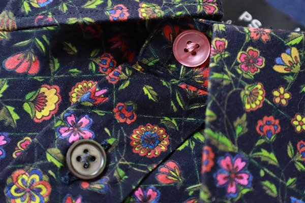 Paul Smith ポールスミス 総柄 長袖 花柄 シャツ 小花柄 L Ps 黒 フラワー