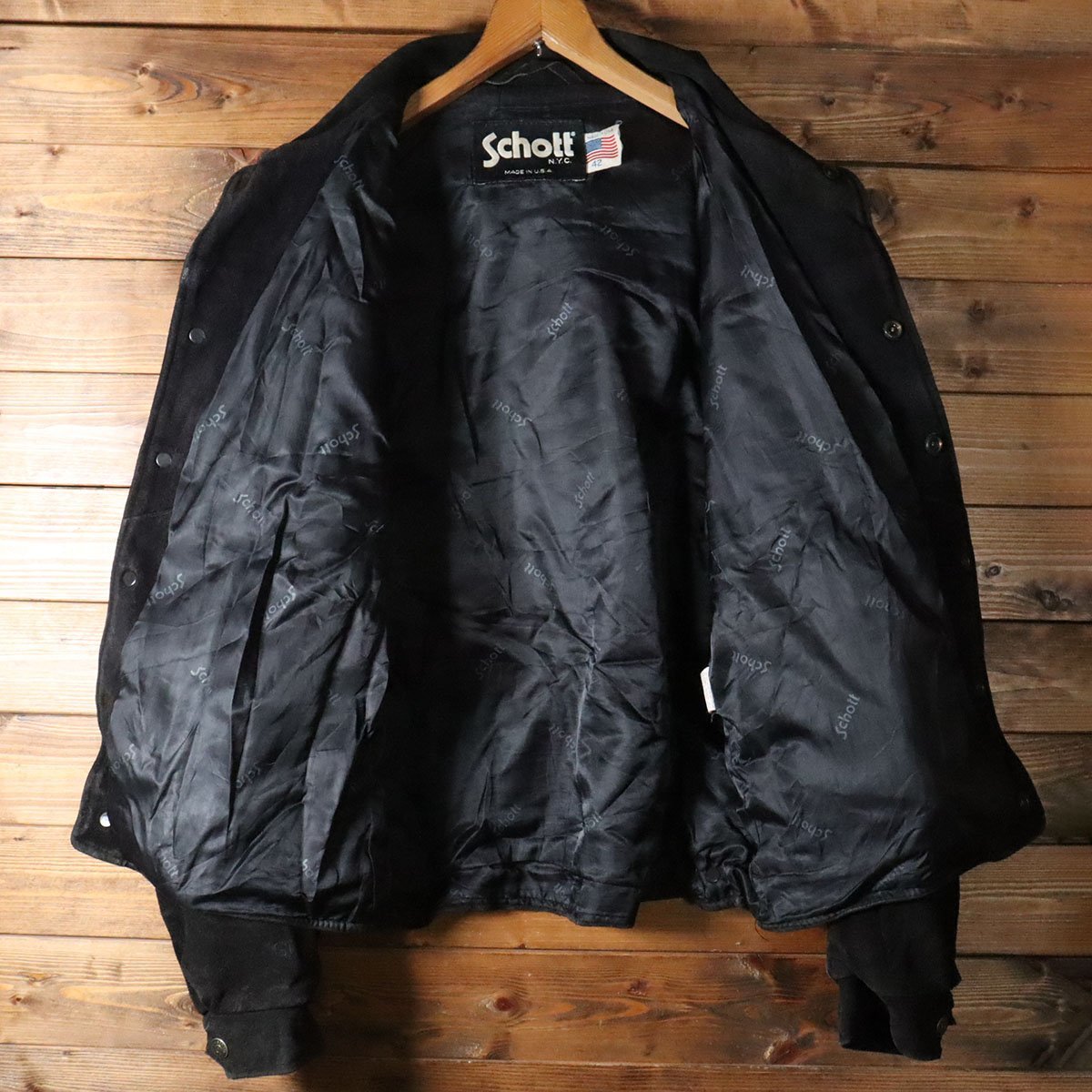 ♪3S/s1.18-1 80s~90s USA製 schott ショット 本革 スエード 
