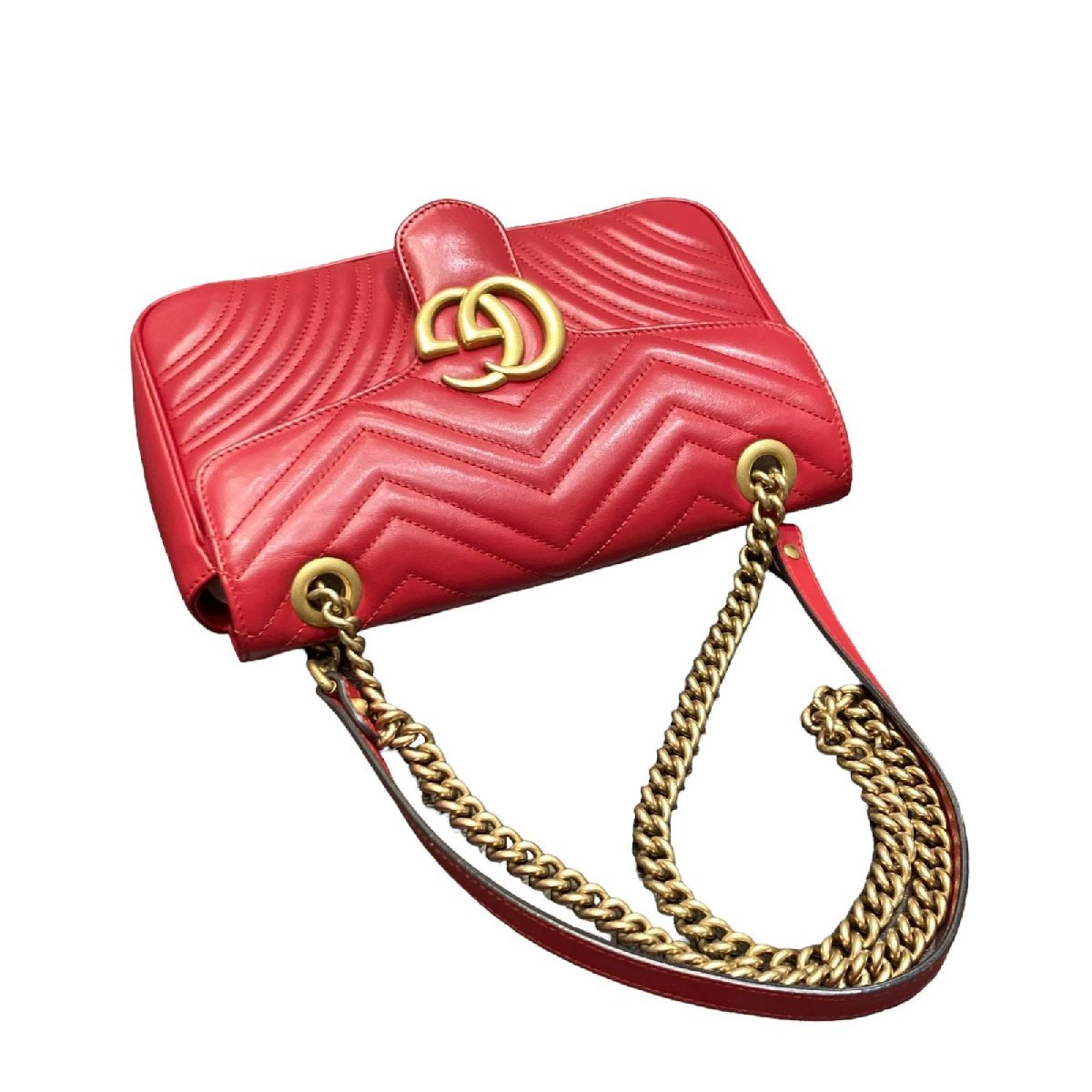 ☆1円 GUCCI グッチ GGマーモント ダブルG キルティング チェーン 