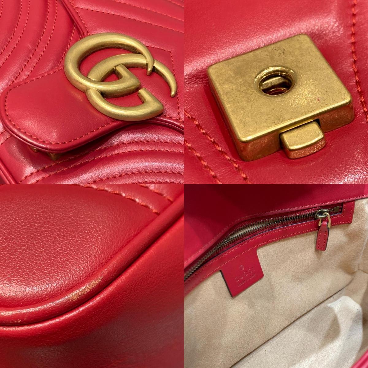 ☆1円 GUCCI グッチ GGマーモント ダブルG キルティング チェーン 