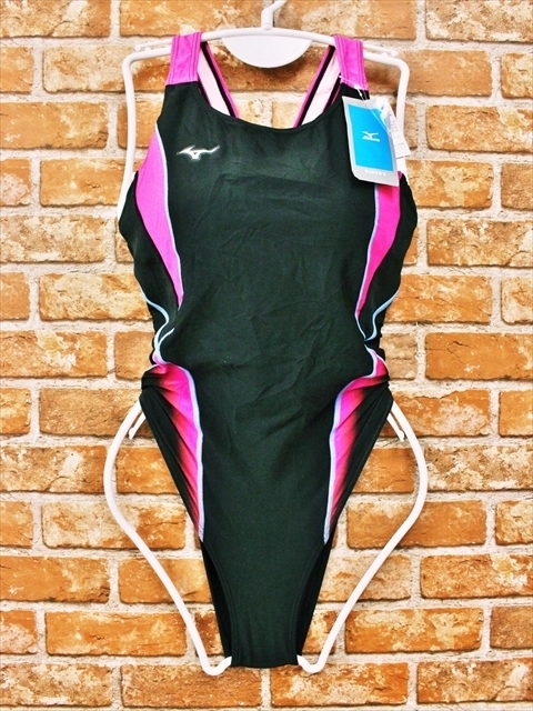 BS4-161●//新品紙タグ付き☆レディース競泳水着*絶妙なカラーリング*胸パット付*ブラック*L※一番安価な送料はゆうパケットなら210円♪