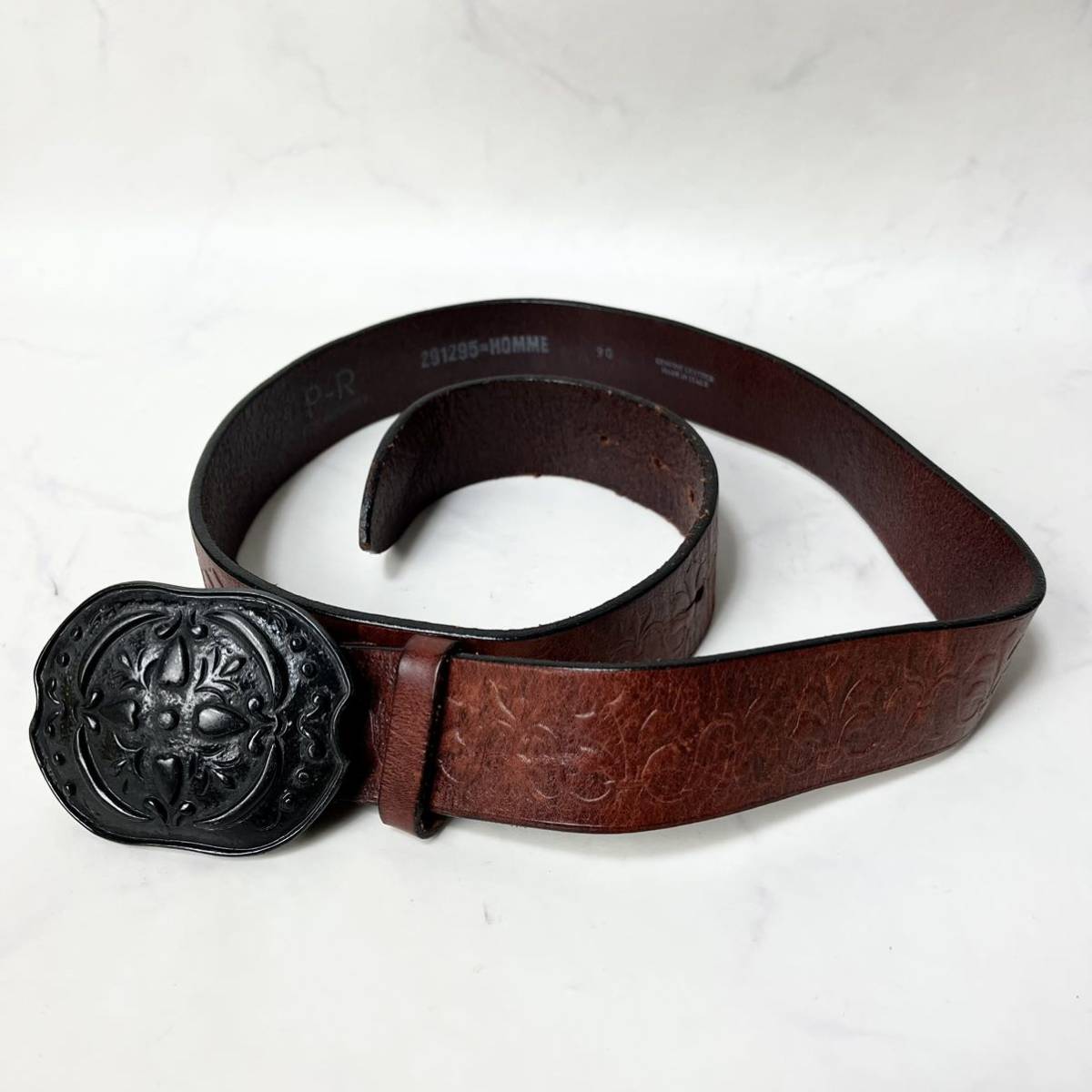 希少】 291295=HOMME P-R accessories イタリア製 90 革ベルト 