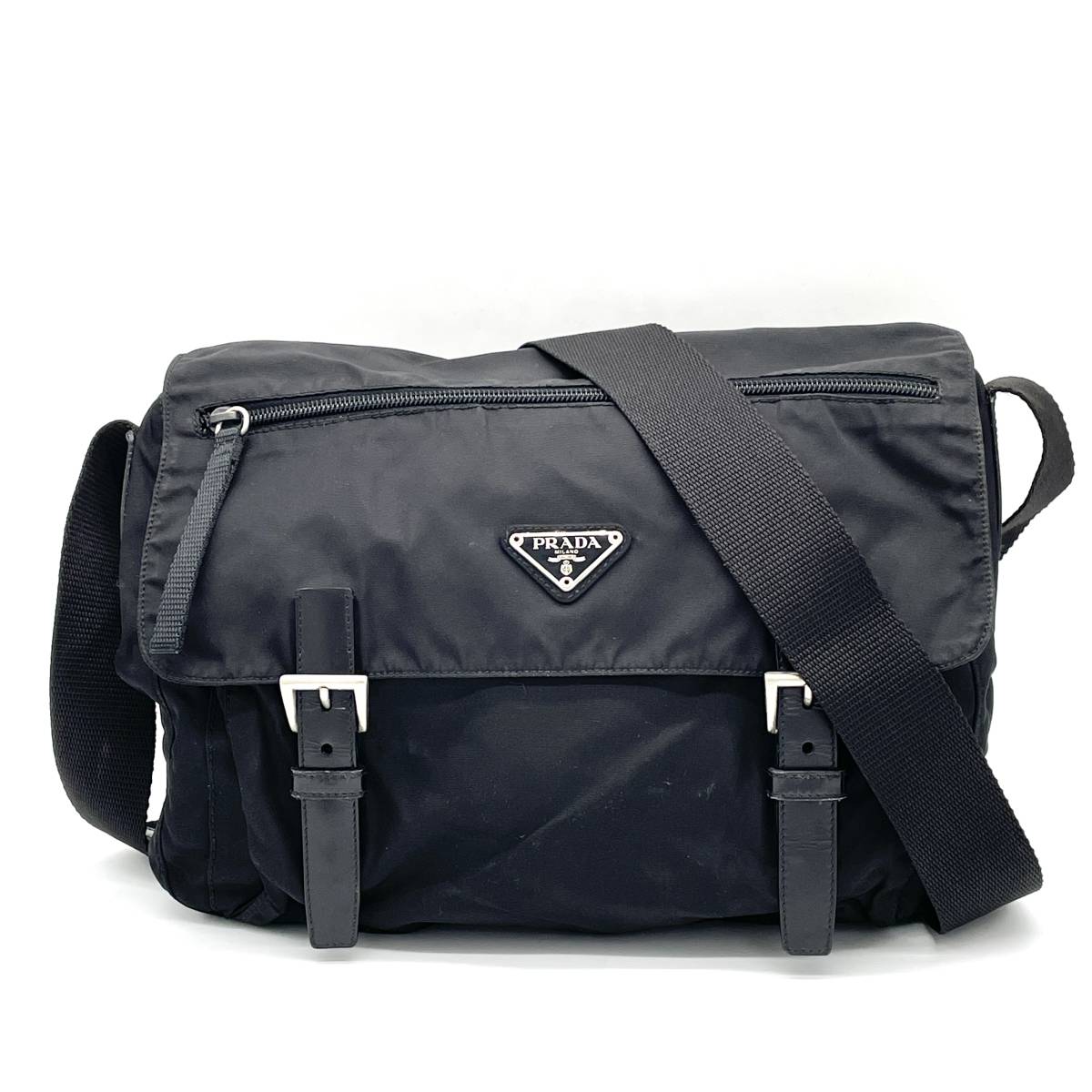 1円 良品 PRADA プラダ ポコノ テスートナイロン レザー ブラック 黒