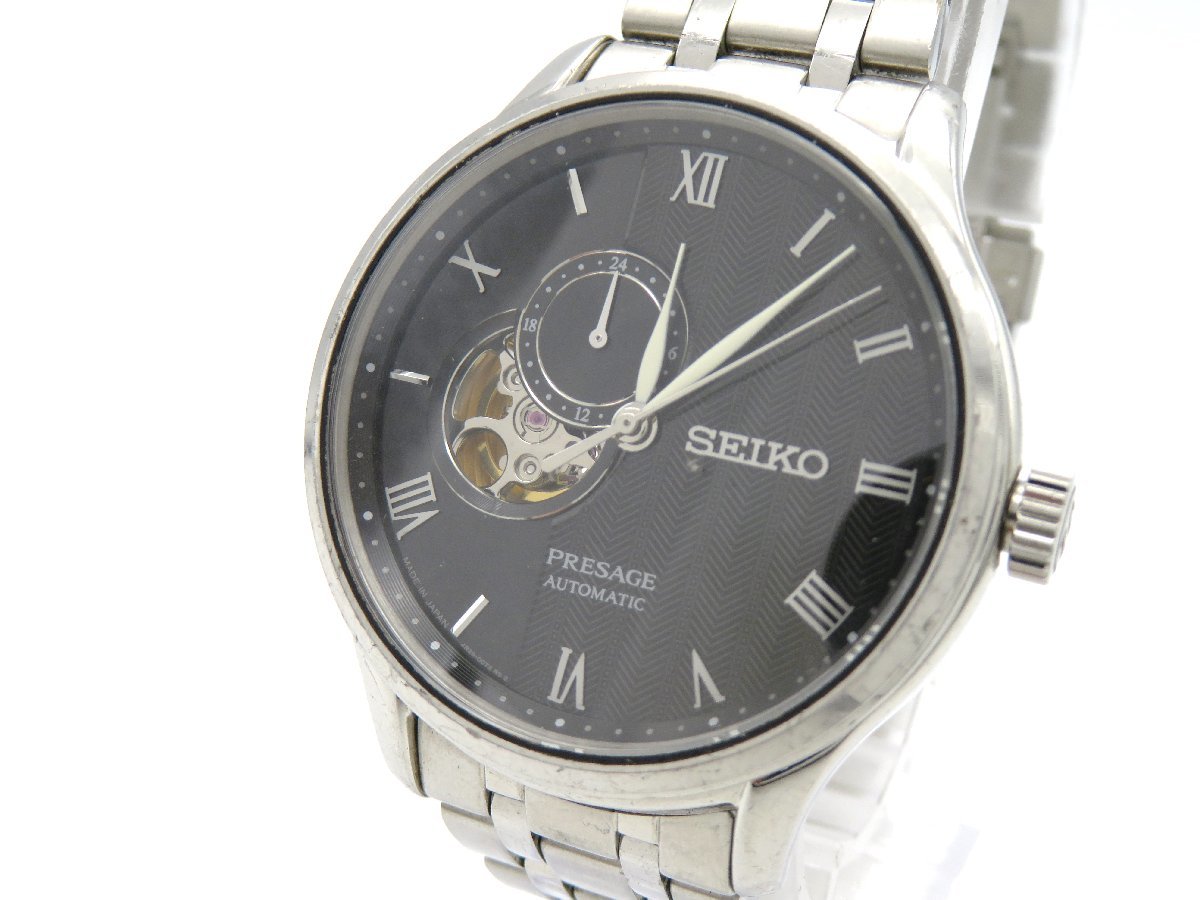 1円■ジャンク■　セイコー　4R39-00W0　プレサージュ　黒　自動巻き　メンズ　腕時計　　780802
