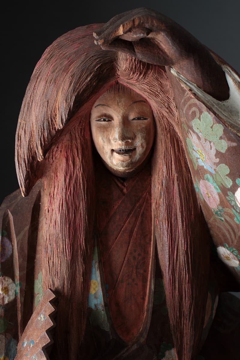 HX927 【高橋保 作】木彫彩色猩々 高31cm 重1kg・木彫能人形 HX927 【高橋保 作】木彫彩色猩々 高31cm 重1kg・木彫能人形