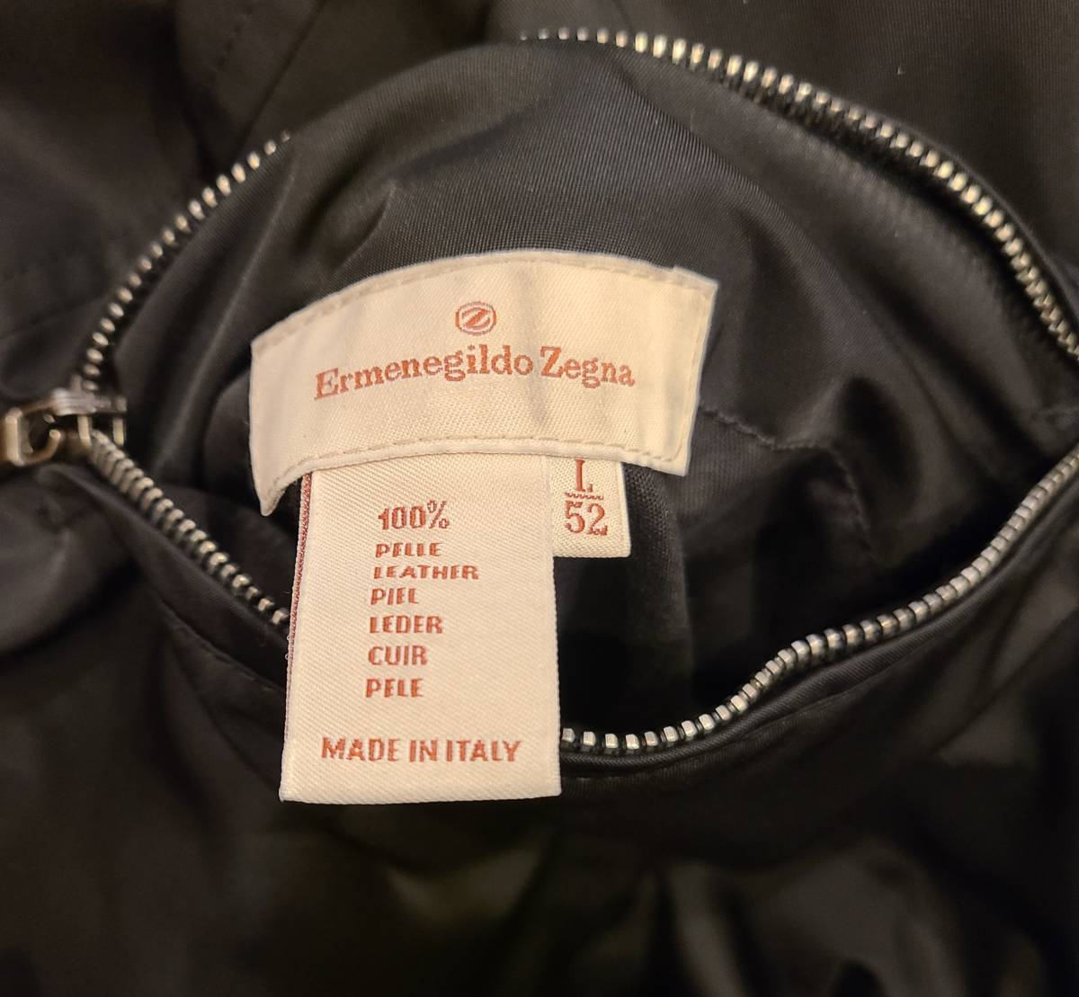Zegna レザースプリングコート　ML 黒 公式ショップ】 チェスターコート 黒 レザースプリングコート ML Zegna
