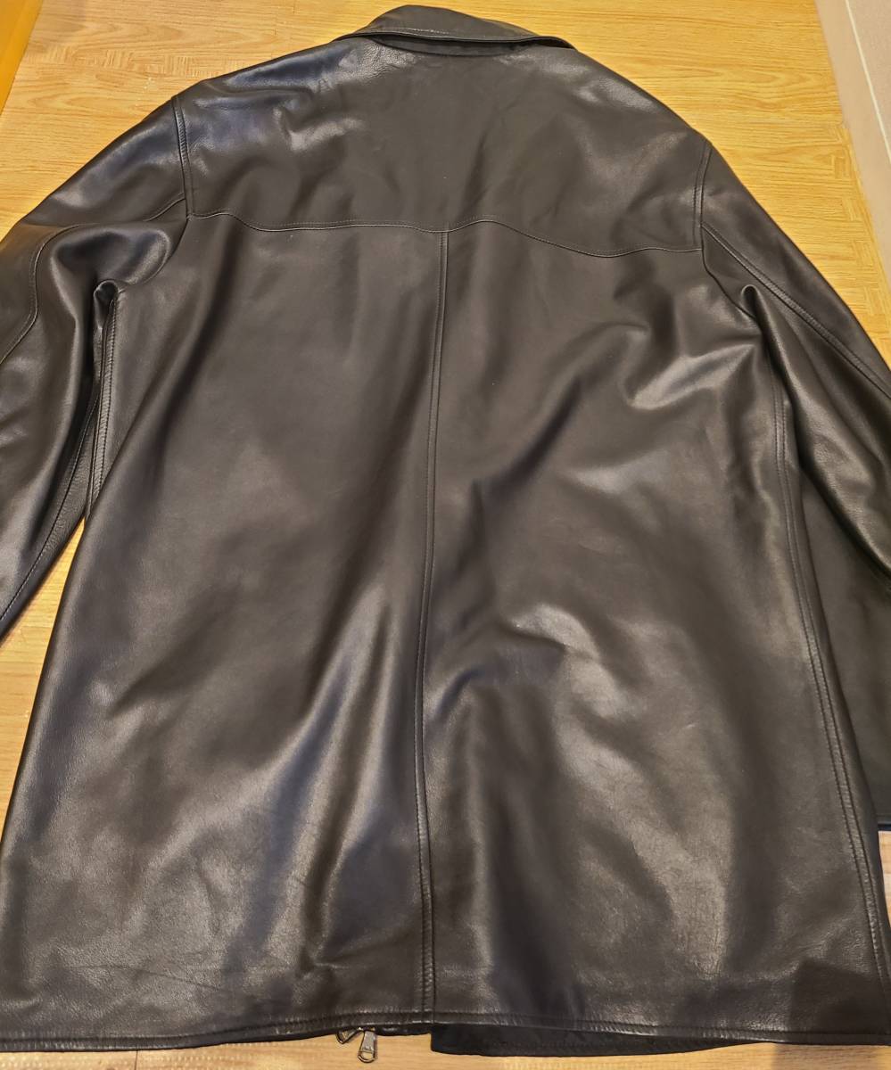 Zegna レザースプリングコート　ML 黒 公式ショップ】 チェスターコート 黒 レザースプリングコート ML Zegna