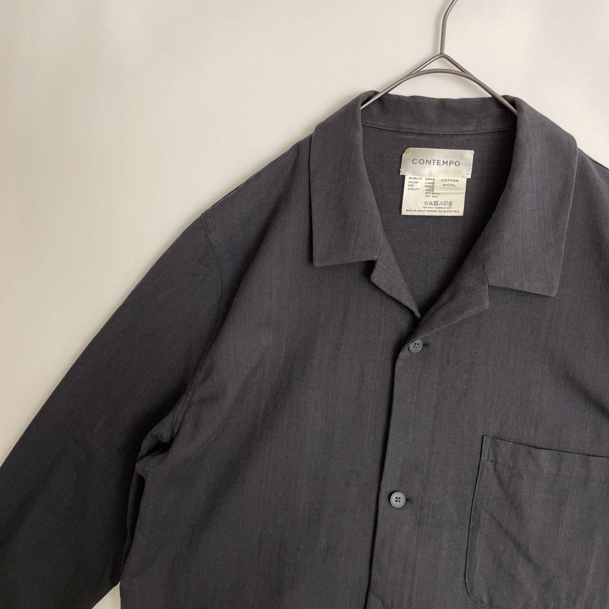 CONTEMPO -YAECA- size/S 日本製 j コンテンポ ヤエカ オープンカラー 