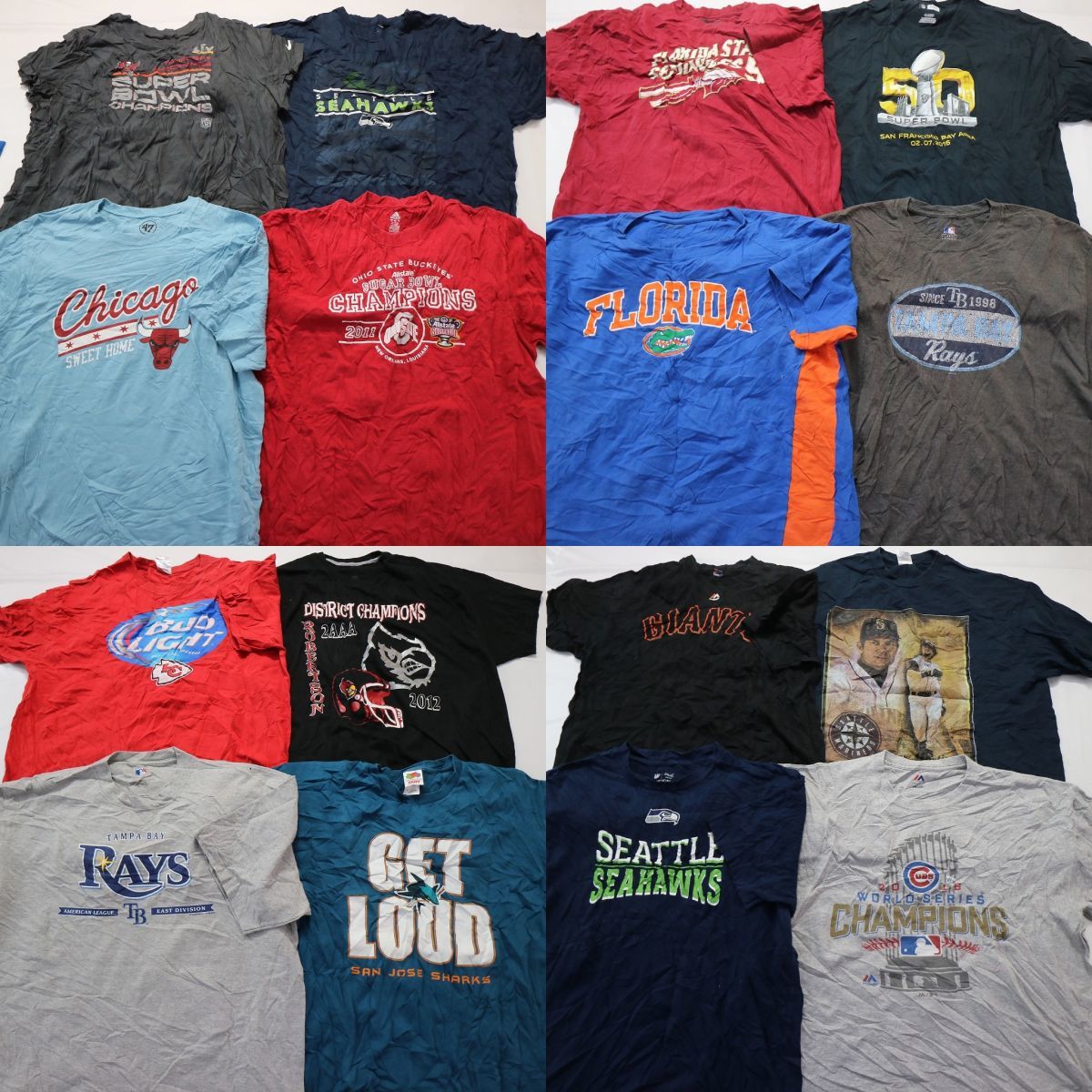 ◎プロチーム系プリントＴシャツ set NFL ブルズ 他 (メンズXL) 16枚セット まとめ売り 古着卸 1円スタート 最落なし ML2749