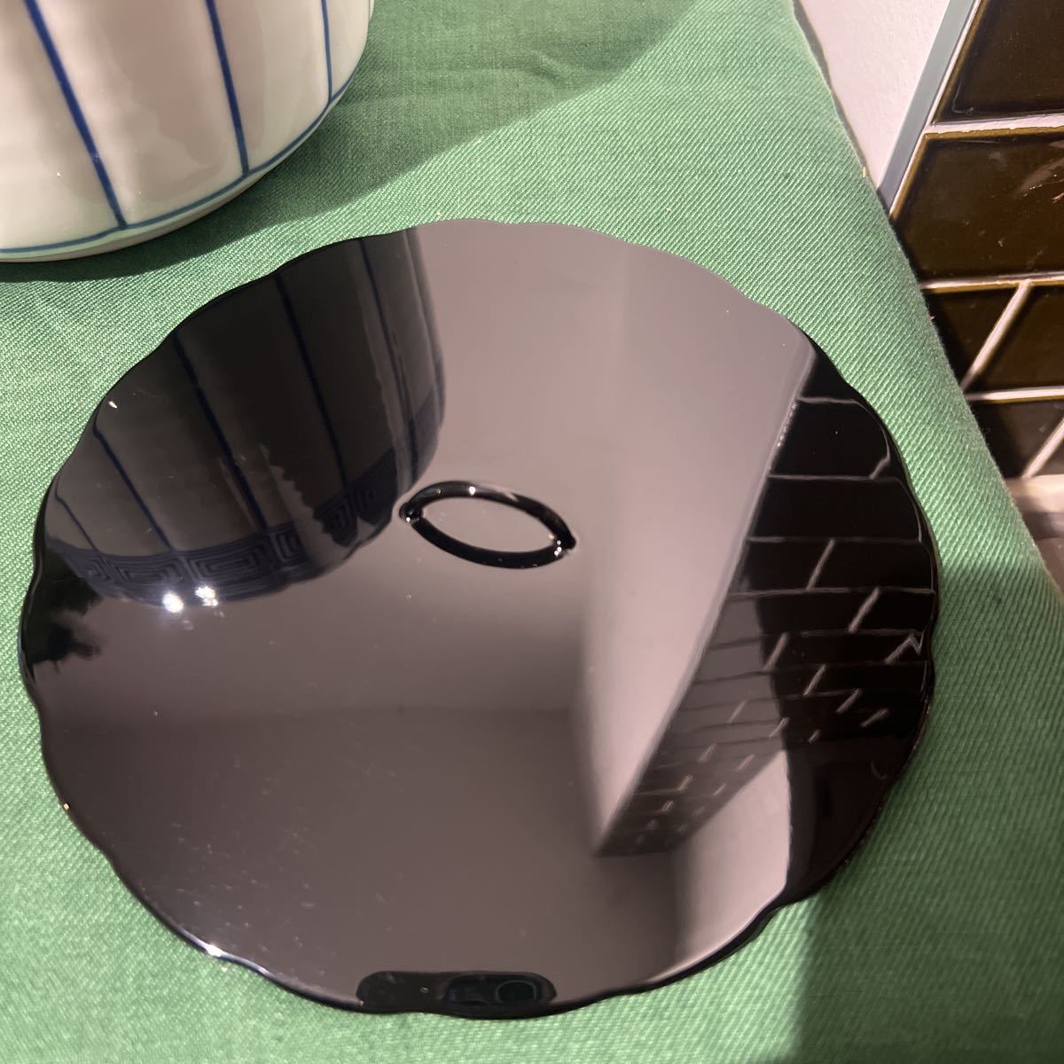 茶道具 橋本喜泉造 染付桶側水指 桃山窯 共布 共箱