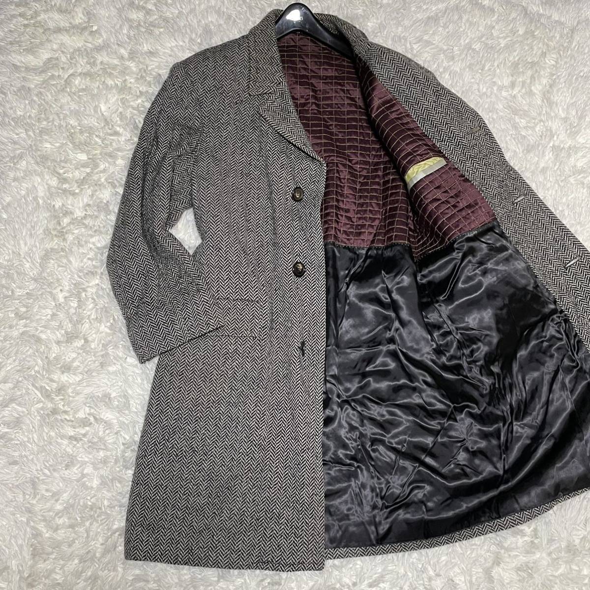 美品】ポールスミス コレクション ツイード チェスターコート ネイビー
