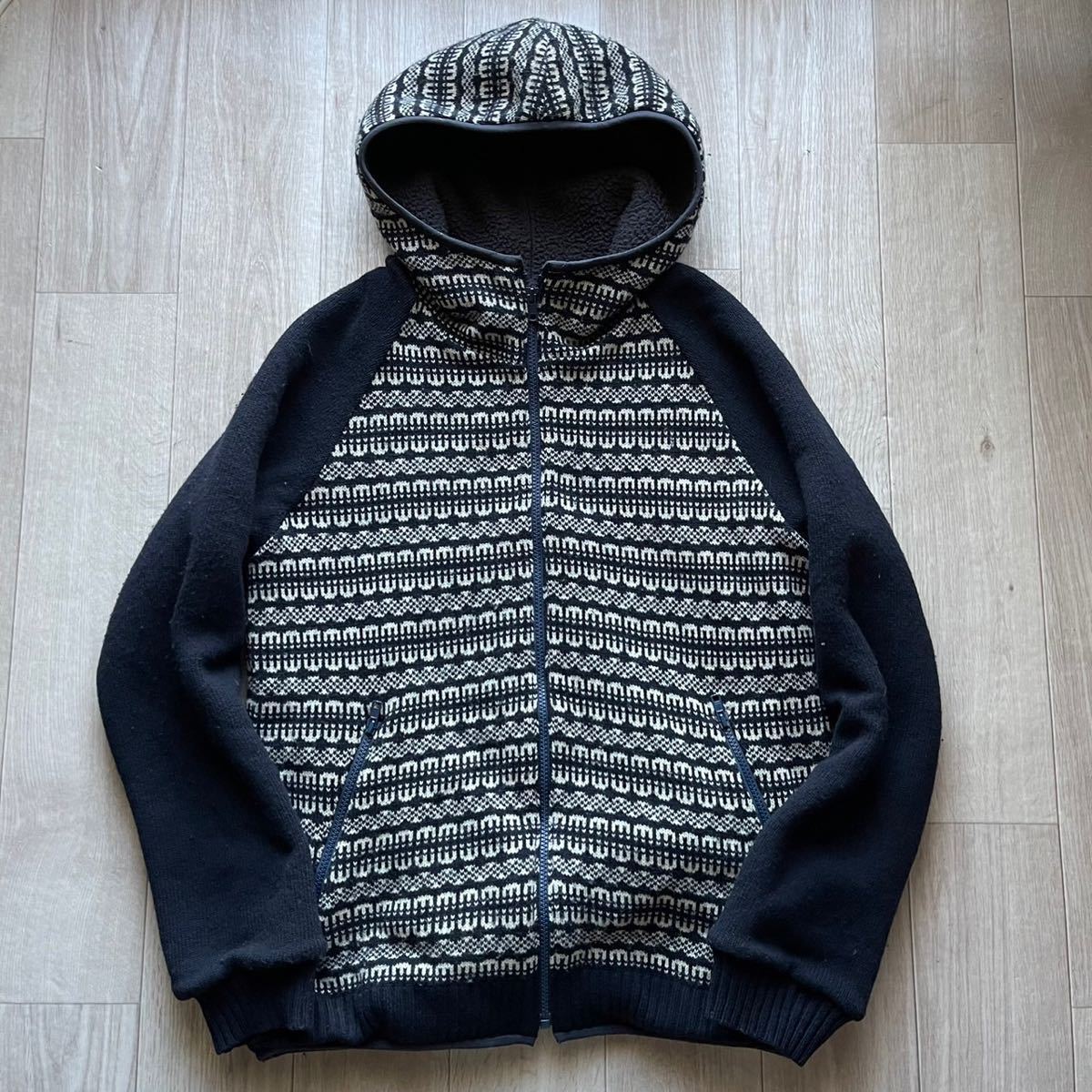 希少 08AW UNDERCOVER docking knit boa hoodie アンダーカバー  