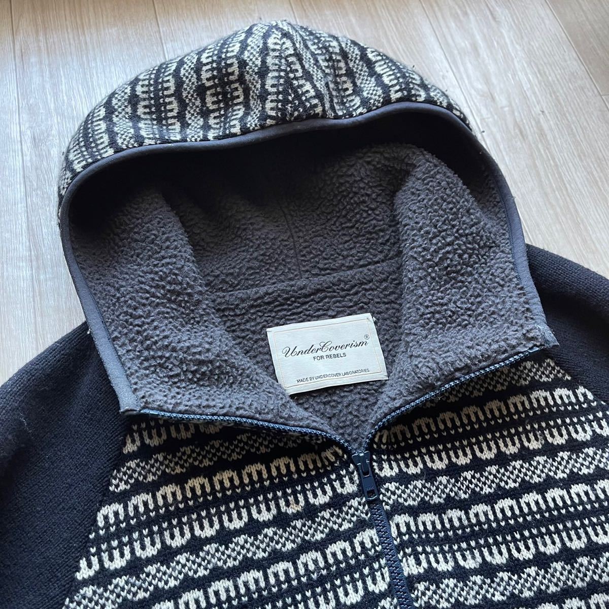 希少 08AW UNDERCOVER docking knit boa hoodie アンダーカバー  