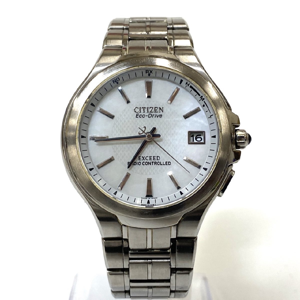 メンズ 動作未確認 CITIZEN EXCEED 電波 腕時計 シェル文字盤 メンズ