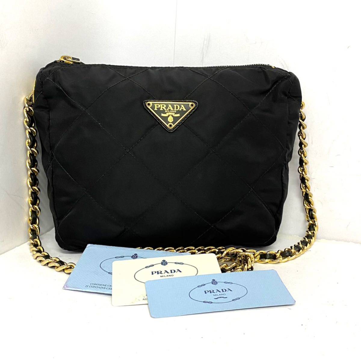 美品】PRADA プラダ/白タグ付き＊チェーンショルダーバッグ＊斜めがけ 