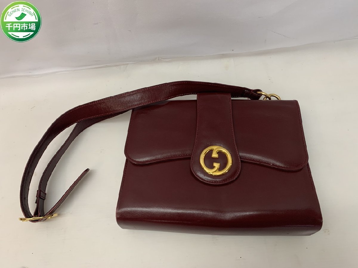Y-7485】オールドグッチ GUCCI GG金具 レザー ショルダーバッグ グッチ 