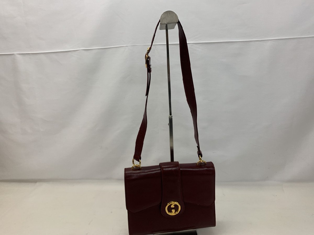 Y-7485】オールドグッチ GUCCI GG金具 レザー ショルダーバッグ グッチ 