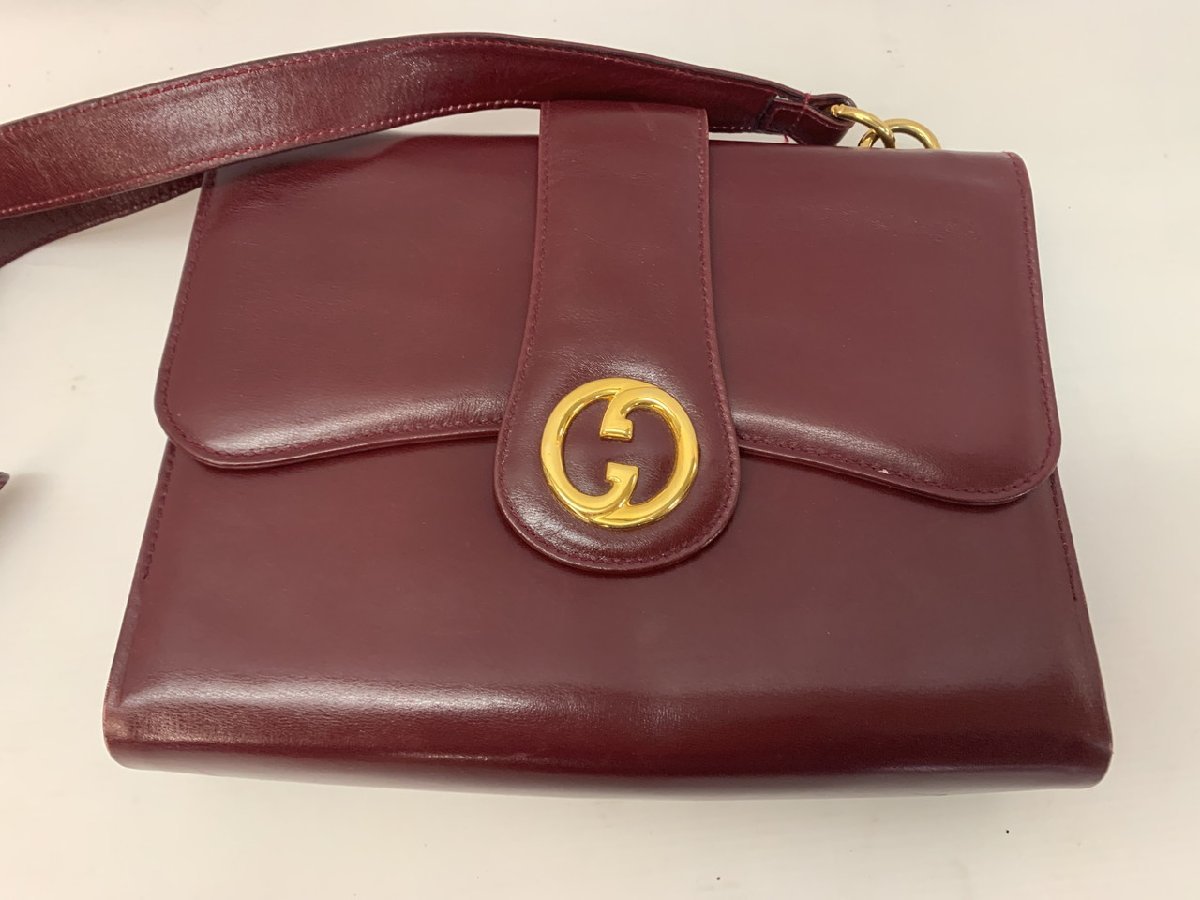 Y-7485】オールドグッチ GUCCI GG金具 レザー ショルダーバッグ グッチ 