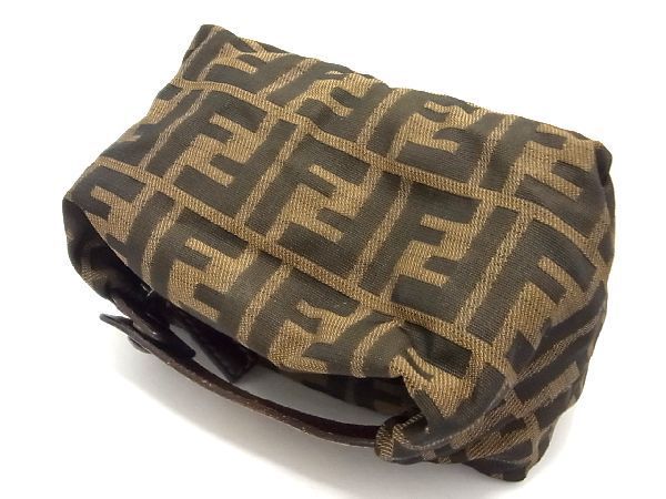 1円 FENDI フェンディ ズッカ柄 ナイロン×レザー ハンドバッグ ミニ