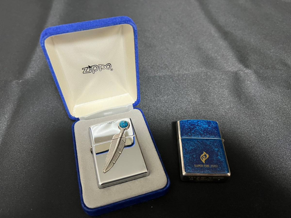 1点未使用？/ZIPPO/ジッポ/スーパーファイヤー 2002/フェザー/羽根/J