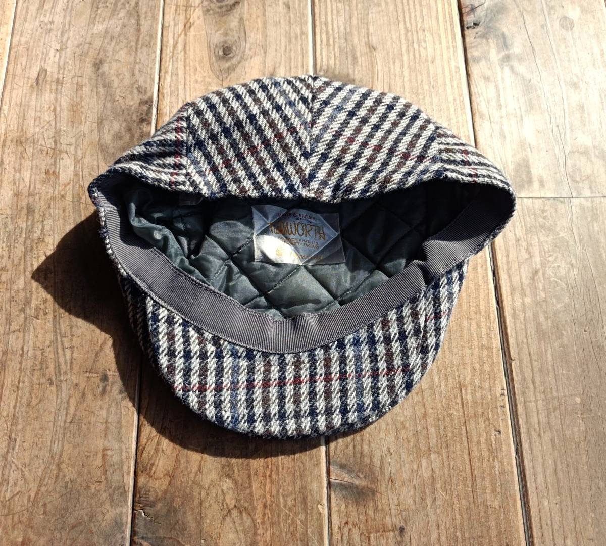 送料無料♪英国製♪70's FAILSWORTH ハンチング帽子 pure new wool グレンチェック柄 XL(61㎝) フェイルスワース vintage古着 バブアー