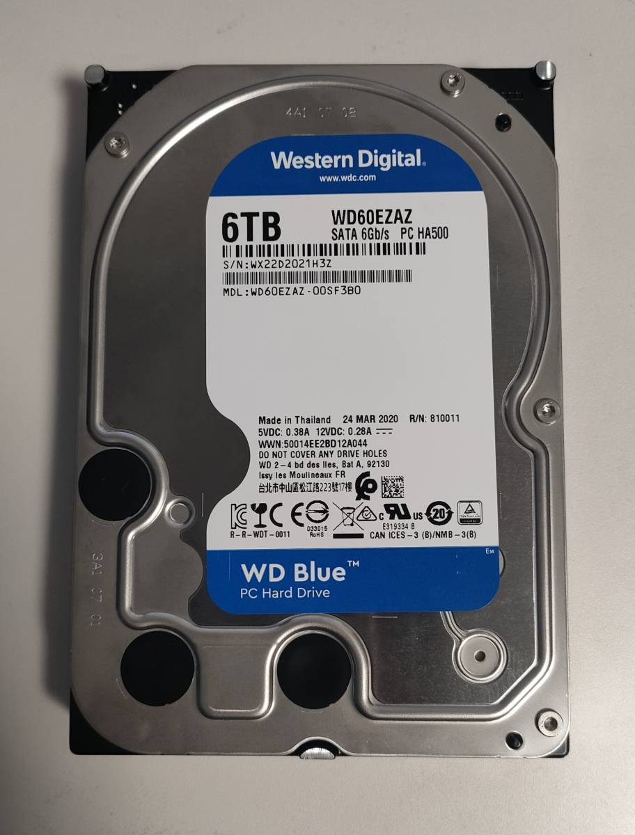 275時間【Western Digital】 3.5インチHDD 6TB WD Blue WD60EZAZ 【正常判定品】