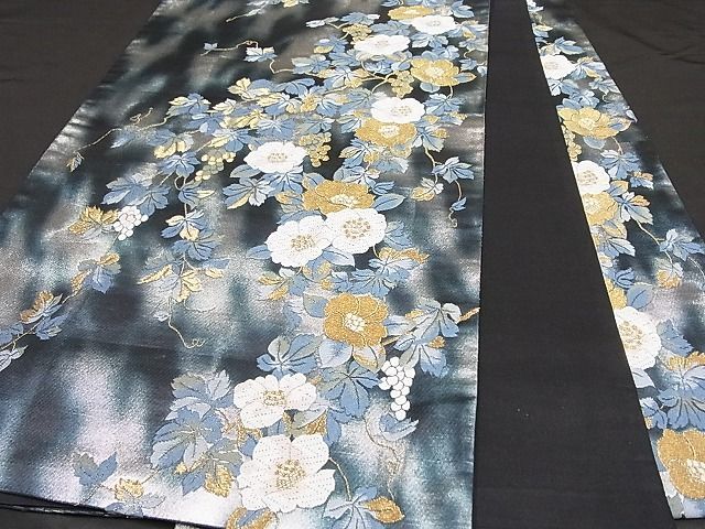 平和屋-こころ店□夏物 太鼓柄袋帯 葡萄 金銀糸 正絹 逸品 AAAG0315Bph