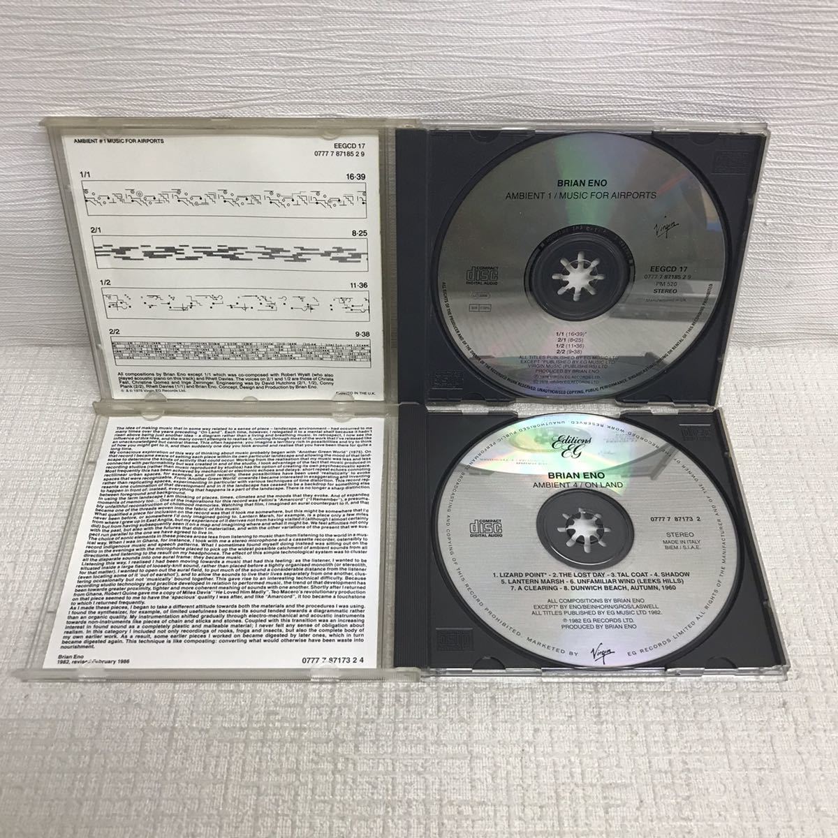 KY0212A BRIAN ENO ブライアン・イーノ CD 4枚セット 輸入盤 洋楽/Ambient 1/On Land 4/Music For Films/Before And After Science/E.G_4