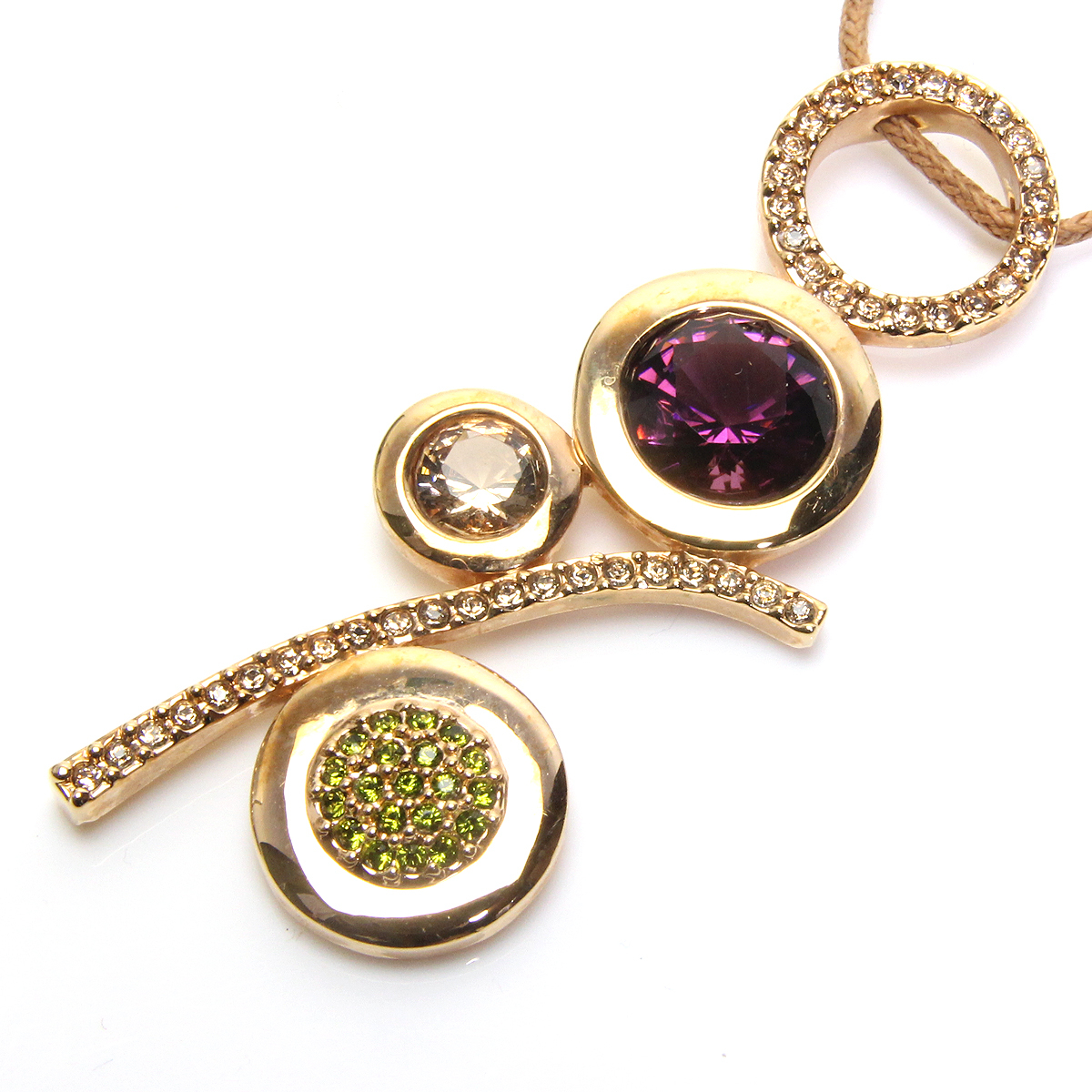 SWAROVSKI ネックレス ピンクゴールド系 コード サークル ラウンド スワロフスキー