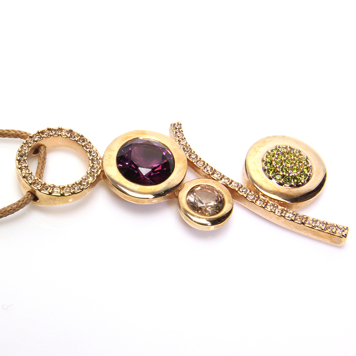 SWAROVSKI ネックレス ピンクゴールド系 コード サークル ラウンド スワロフスキー