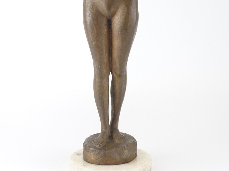 都屋】4 菊川晋久 裸婦ブロンズ像③ 高さ 約44cm 幅 約12.5cm×約9.5cm