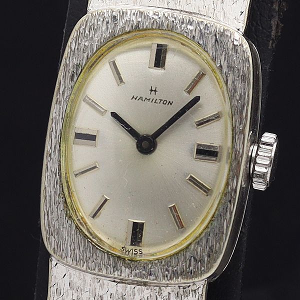 1円 稼働 良品 ハミルトン 手巻き シルバー文字盤 オーバル アンティーク レディース腕時計 XYZ8938000★