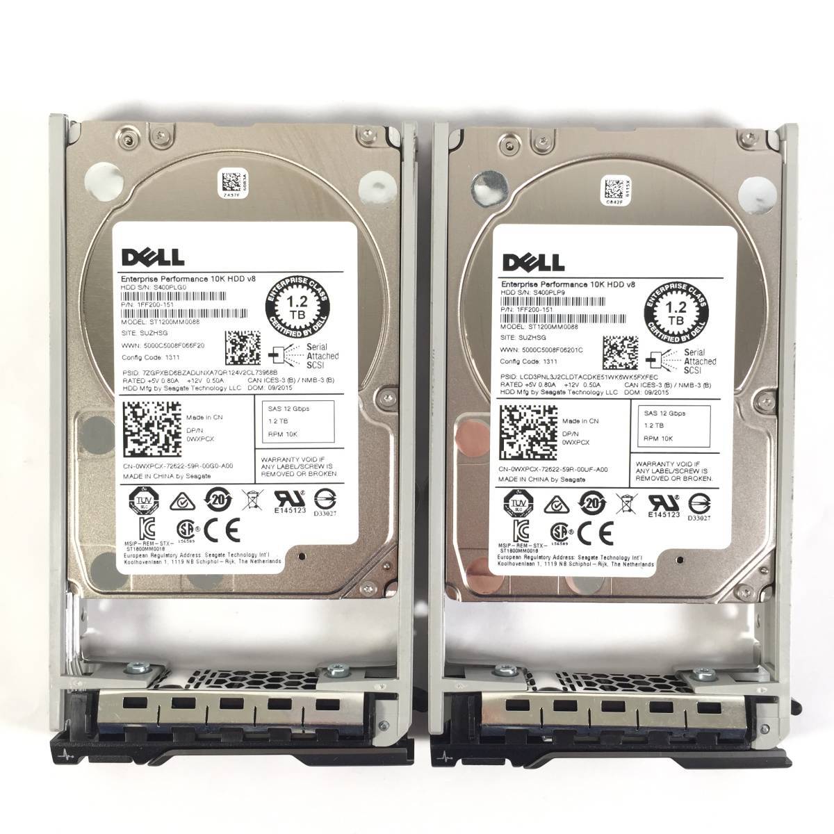 S5021761 DELL 1.2TB SAS 10K 2.5インチ HDD 2点【中古動作品】