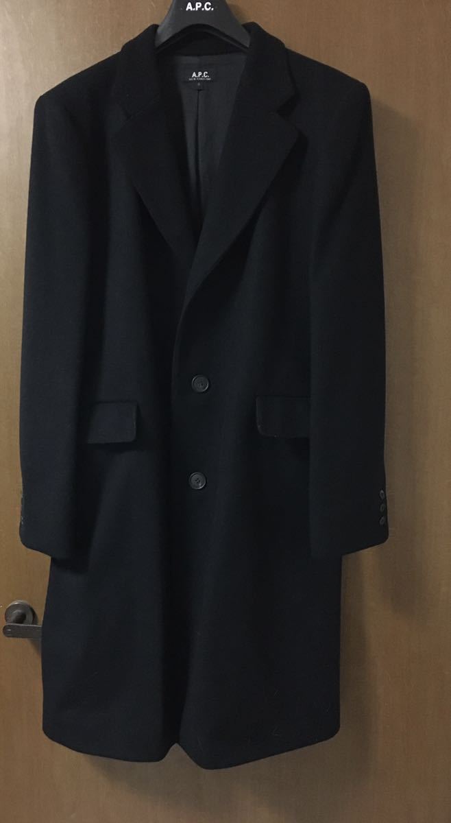 メンズ A.P.C. チェスターコート S フランス製 ウール100% ブラック