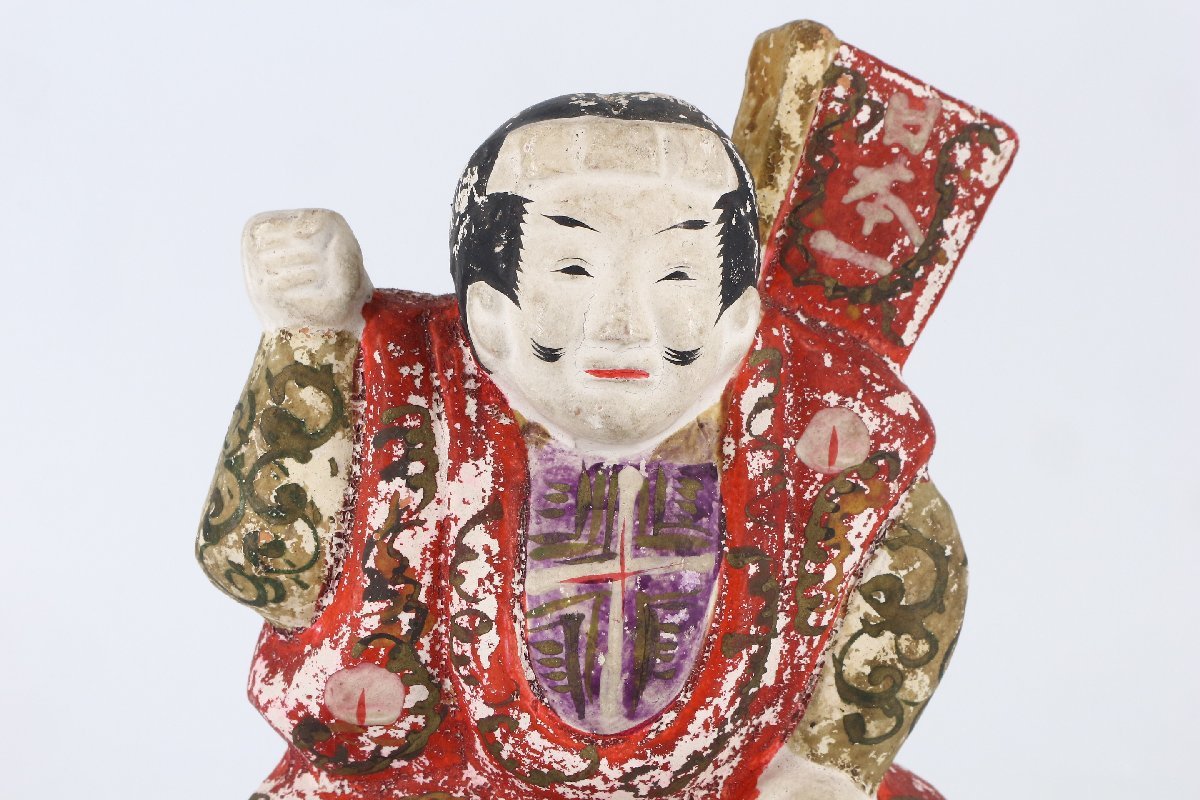 TS7 桃太郎 土人形 郷土玩具 民芸品 骨董 置物 縁起物 ヴィンテージ 花巻人形 桃太郎鬼退治 土人形 郷土玩具 岩手県 民芸 伝統工芸 風俗