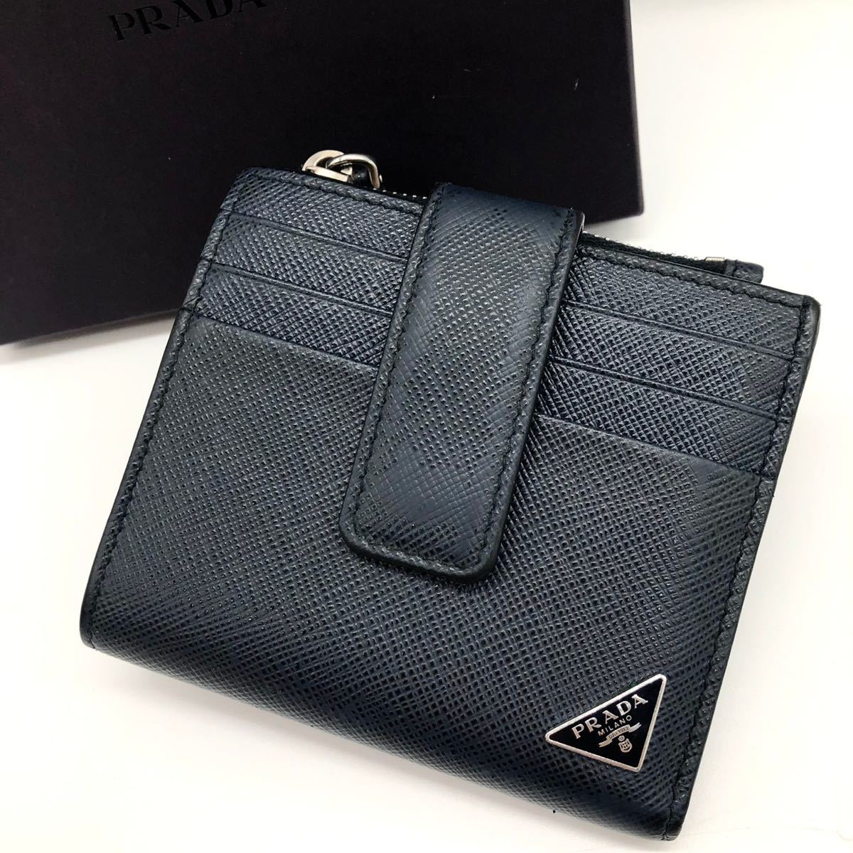 極美品 現行品 PRADA プラダ 折り財布 サフィアーノレザー