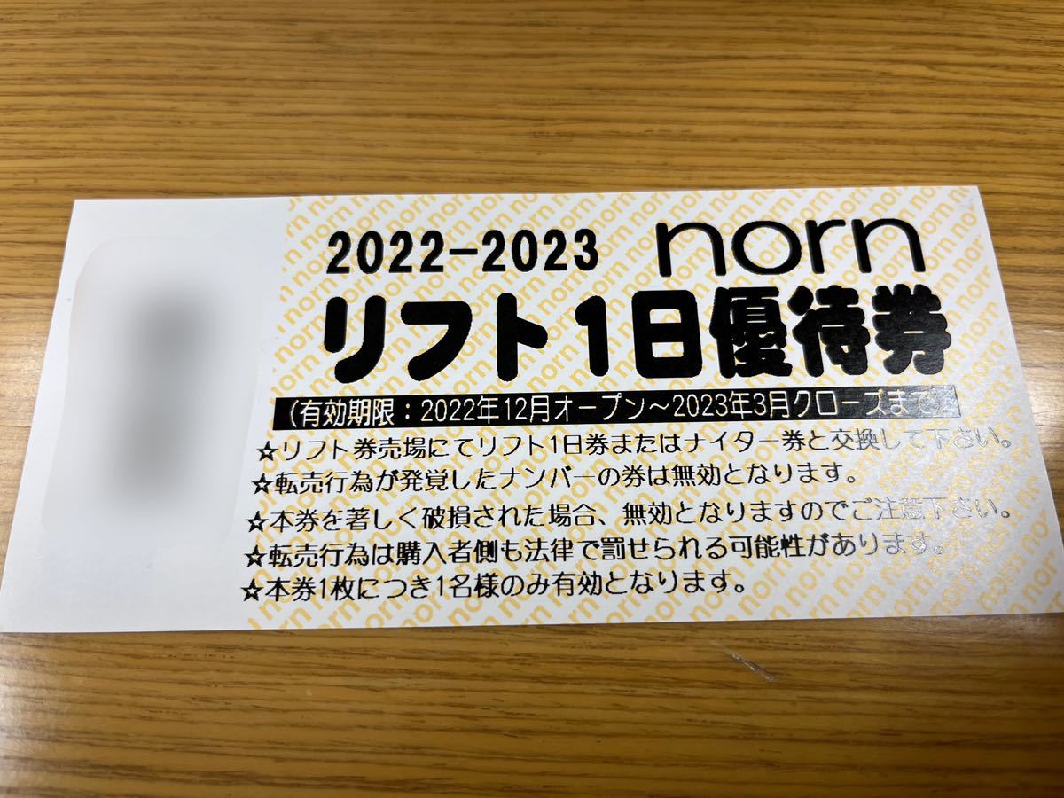 ノルン水上スキー場 リフト1日券 リフト券 1枚 ノルン水上スキー場