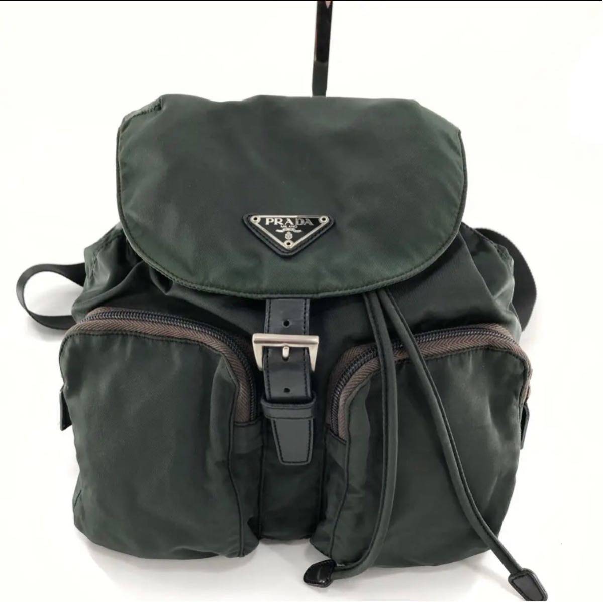 PRADA プラダ リュック バックパック バッグ カーキー ナイロン 白タグ