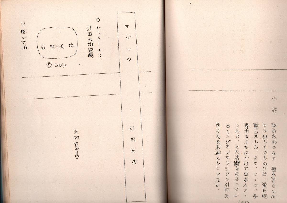 1968年昭和43年 引田天功 ロマンスガールズ お笑いナンバーワン24 JOCXフジテレビ台本 東京二京太